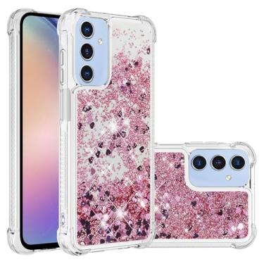 Imagem de Capa de telefone areia movediça com brilho líquido dinâmico para samsung galaxy a05 a05s 4g a15 5g capa de silicone, ouro rosa, para galaxy a05s