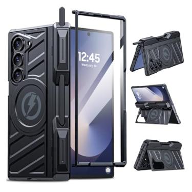 Imagem de LEIAU Capa magnética para Samsung z-Fold-6: [Compatível com Magsafe] [Suporte robusto][Suporte para caneta S] Capa protetora à prova de choque com proteção de dobradiça | para negócios