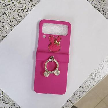 Imagem de Coelho coelho glitter urso anel sólido branco caso para samsung galaxy z flip 3 4 5g z flip5 flip4 zflip5 capa traseira, e, para z flip 5