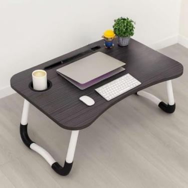 Imagem de Mesa para Notebook Mesinha para Computador Portátil Cama para estudos com Gaveta Dobravel(Mesa Preta SEM Gaveta)