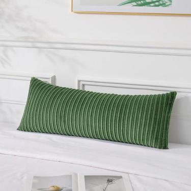 Imagem de Capa de travesseiro UGASA Soft Boho Stripe Corduroy 36x90cm verde musg