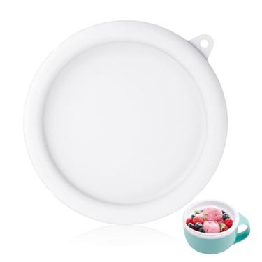 Imagem de Tampa de silicone para máquina de sorvete Dash My Mug, 15 cm sem BPA, tampa de substituição para tigela de silicone, tampa de armazenamento, acessórios para máquina de sorvete, caneca (branca)