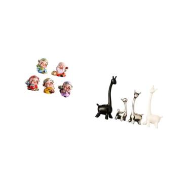 Imagem de Fenteer Estátua de Cerâmica de Resina de Girafa Da Fortuna, Escultura de Mesa, Peça Central Criativa para Quarto, Mesa de Escritório, Estante, Decoração de Fe