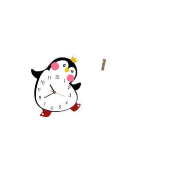 Imagem de Fenteer Relógio de Parede de Madeira com Desenho de Pinguim, Relógio de Chão em Miniatura, Relógio de Pêndulo Decorativo Adorável, Alimentado Por Bateria, Mul