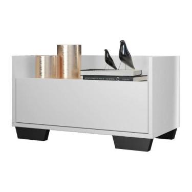 Imagem de Mesa De Cabeceira 80Cm Multimóveis V4001 Branca/Preta - MULTIMOVEIS