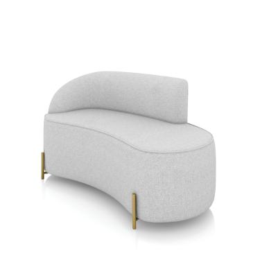 Imagem de Sofá 2 Lugares Orgânico 140cm Pé Dourado Morgan Linho Cinza D03 - D'Rossi