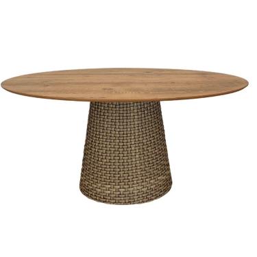 Imagem de Mesa De Jantar Cone Oval 198x122 Cm Tampo Antíqua Base Fibra Sintética Cor Marrom