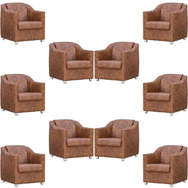 Imagem de Kit 10 Poltronas Mila Corino Cores Pé De Plástico Cromado - Peroba Corino