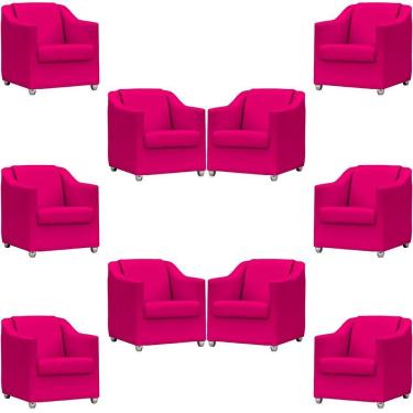 Imagem de Kit 10 Poltronas Mila Corino Cores Pé De Plástico Cromado - Pink Corino