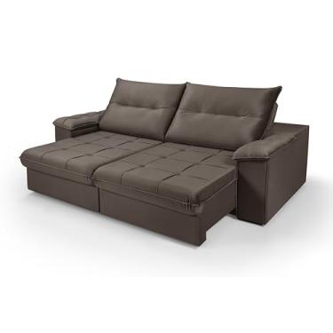 Imagem de Sofá Retrátil e Reclinável Dallas Cama em Tecido VeluSoft Macio Marrom 175 Casa Imperial (2,50)