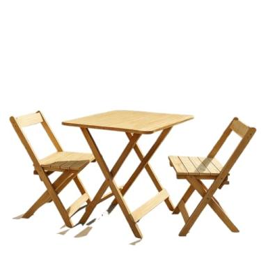 Imagem de Jogo De Mesa Dobrável 70x70 C/ 2 Cadeiras Madeira Maciça(Natural)