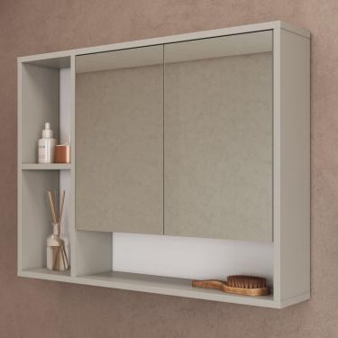 Imagem de Armário Espelheira de Banheiro 80 Bari com 2 Portas e Nichos Arenas Arenas
