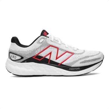 Imagem de Tenis New Balance Fresh Foam 680V8 Masculino, Branco/Vermelho, 35