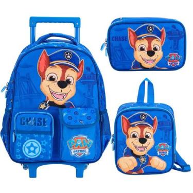 Imagem de Kit Mochila De Rodinha Lancheira E Estojo Patrulha Canina - Xeryus, Az