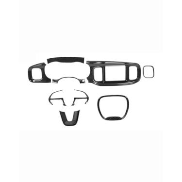 Imagem de Hoolcar Para Dodge Charger 2015+ Acessórios de decoração de interiores, painel de controle central, acabamento e botão de direção, kit de acabamento de moldura de fibra de carbono plástico ABS