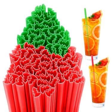 Imagem de Potchen 60 Pçs Canudos de Plástico em Forma de Árvore de Natal Canudos Descartáveis para Coquetel Festa de Natal Artigos de Festa de Aniversário (Vermelho, Verde)