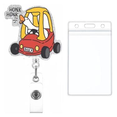 Imagem de Carretel de crachá de enfermeira engraçado: suporte de crachá de identificação retrátil de metal com clipe jacaré giratório, adorável para enfermeiros, professores, estudantes LPN CNA, profissionais