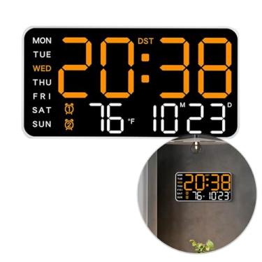 Imagem de Relógio Digital Parede e Mesa Temperatura Humidade Despertador Data Hora Led (Laranja)
