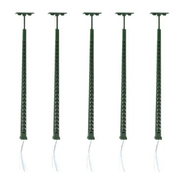 Imagem de Fenteer 5 postes de iluminação pública em escala 1:87 para maquete de, modelo de mesa de areia para simulação de, Verde