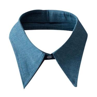 Imagem de Blusa de camisa meio falsa, gola removível, jeans, meio falsa - Yiweis