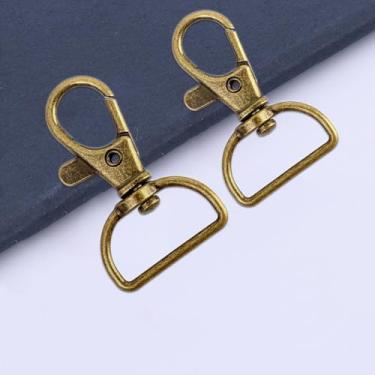 Imagem de 2 peças de mini fechos giratórios D anéis de liga metálica cordão de pressão ganchos para chaveiro, bolsa, chaveiro, joias, artesanato (marrom)
