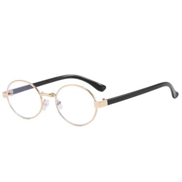 Imagem de VFDHN Óculos de sol vintage pequenos de metal oval femininos, estilosos, transparentes, degradê, uv400, masculino, punk (3)