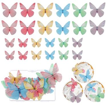 Imagem de Guduling 72 Pcs Cake Topper Butterfly,Wafer Paper Butterflies,Butterfly Cake Topper,2 Sizes Cakes Butterflys Decorations,Mix Colors Lively 3D Butterflie for Wedding Birthday Party Cupcakes Decorations