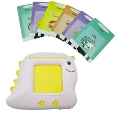 Imagem de Brinquedo Educativo Infantil com Cartões de Aprendizagem, Tela LCD Dinossauro Colorido, Kit Completo com Múltiplos Cartões Didáticos, Design Divertido para Crianças - Cor ROSA