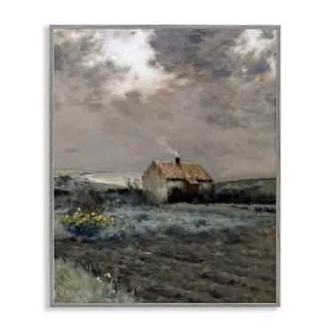 Imagem de Stupell Industries Cabin in Overcast Field Black Framed Giclee Art, design by Lettered and Lined, 14 x 11