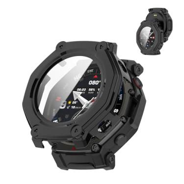 Imagem de Oshmirian Capa para smartwatch Amazfit T-Rex3 PRO 48 mm – Capa protetora multifuncional com protetor de tela de vidro temperado, amortecedor rígido de PC, antiarranhões, à prova de choque