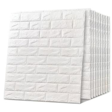 Imagem de Placa Adesiva Tijolinho 3D Marmorizado Kit 10 uni Papel de Parede Autocolante Obra Reparo Reforma Quarto Sala Decoraçao