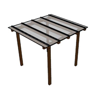 Imagem de Kit Policarbonato Cristal 4mm 2,00m X 2,00m - Perfis Bronze