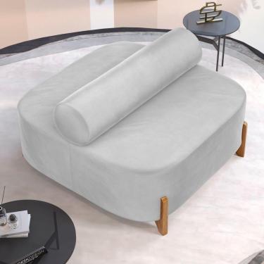 Imagem de Sofá Ilha Orgânico Living Closet Evo 125cm 02 Lugares Veludo Cinza Claro - Desk Design Cinza Claro