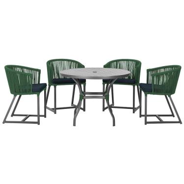 Imagem de Mesa Com 4 Cadeiras E Noronha Estofado 12 Trama Original Verde