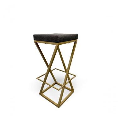 Imagem de Banqueta Zênite Estofada Metalon Dourado Cinza - 75cm