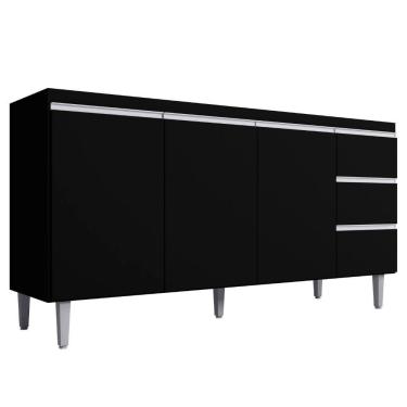 Imagem de Balcão Para Pia Andréia 160 Cm 3 Portas Preto Ajl