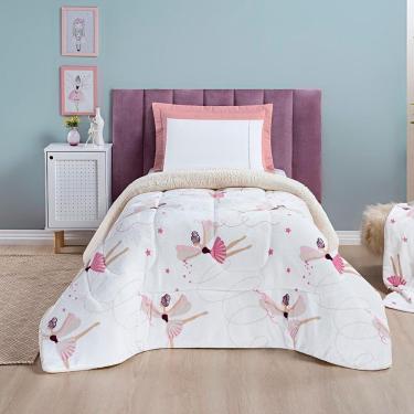 Imagem de Coberdrom Solteiro Carrosel Kids Manta Flannel Sherpa Infantil Premium Toque Macio - Bailarina