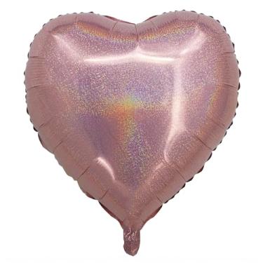 Imagem de BALAO HOLOGRAFICO CORACAO C/CANUDO ROSE GOLD 18"