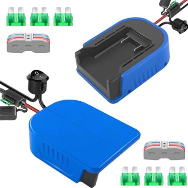 Imagem de Fybemax Adaptador De Roda Elétrica 2 Peças Para Bateria Kobalt 24V, Faça Você Mesmo, Com Fusível E Terminal Fio, Fio Calibre 14, 30 Amperes Botão Interruptor, Caminhões Rc, Brinquedos, Robótica