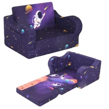 Imagem de MOMCAYWEX Sofá infantil astronauta, sofá dobrável 2 em 1, sofá conversível para cama para meninas e meninos