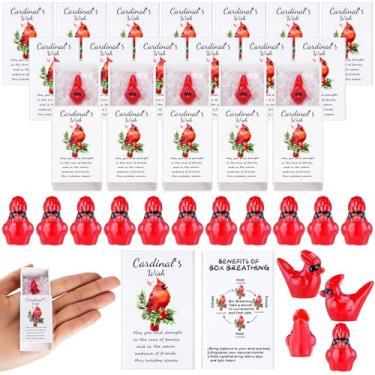 Imagem de Kathfly 100 conjuntos de caixa de presente de agradecimento de Natal mini resina cardeal respiração presente a granel para funcionários, professores, colegas de trabalho, assistente médico