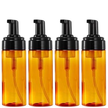 Imagem de The Soaping Factory Pacote com 4 frascos de espuma de 142 g – Dispensador de plástico âmbar recarregável para sabonete líquido, limpador de rosto, xampu, cuidados com a pele e viagens – à prova de