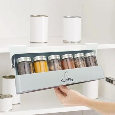Imagem de gomfily Gaveta de pote de especiarias de cozinha sob armário organizador de espaço elegante exclusivo moderno cozinha gudget com adesivos