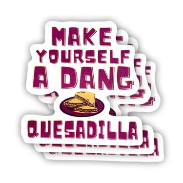 Imagem de (3 peças) Make Yourself A Dang Quesadilla adesivo sarcástico motivacional frases engraçadas decalque de vinil para Kindle, laptop, garrafa de água, capacete rígido de telefone, adesivo engraçado com