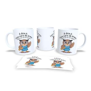 Imagem de Caneca de Café com Coruja Rabugenta, Porcelana Branca, Design Divertido com Texto em Português, Presente para Amantes de Café (18999)