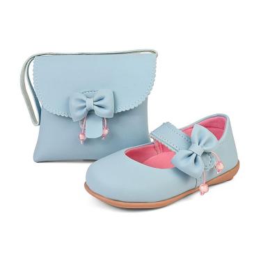 Imagem de Kit Sapatilha Esportiva Bebê Boneca Conforto Leve Azul Laço Estiloso Gatatuya-Feminino