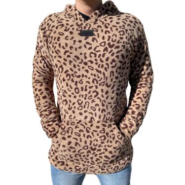 Imagem de Casaco Moletom Pelinho Masculino C/ Capuz Animal Print-Masculino