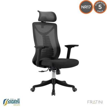 Imagem de Cadeira Office Vancouver Presidente NR-17 e Tela Mesh Preta e Cinza - 