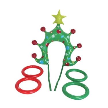 Imagem de menolana Conjunto de brinquedos infláveis para arremesso de argolas, acessórios para árvore de Natal, faixa de cabeça, jogos ao ar livre para carnaval, jogos