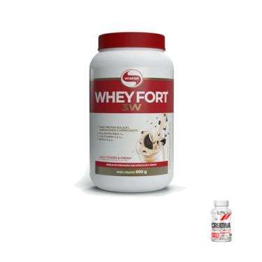 Imagem de Kit Whey Fort 3W 900g Cookies N Cream + Creatina Cápsulas 120caps Health Labs